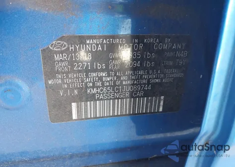 2018 Hyundai Ioniq Hybrid Blue из США, поврежденный, VIN KMHC65LC1JU089744